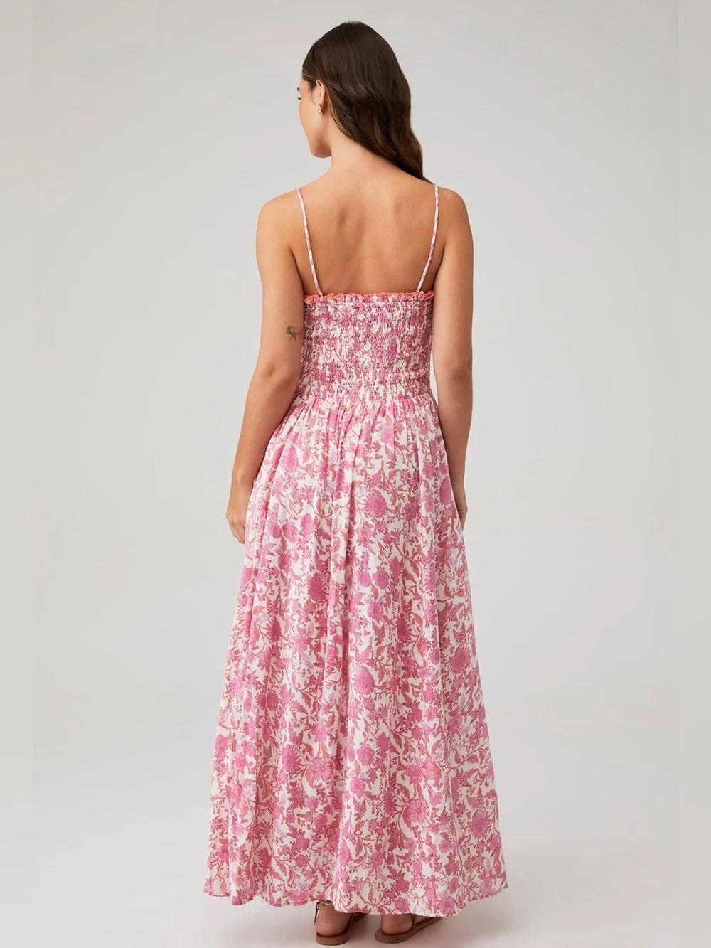 Free People Sweet Nothings Midi / Maxi Dress in Pink Floral - L
